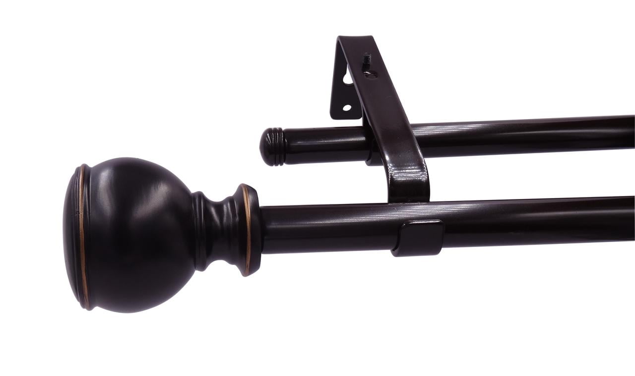 Rockport 72" 144" Adjustable Double Curtain Rod With Decorative