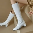 thumbnail image 6 of Mostsola Knee High Boots Women Square Toe Tall Boots Zip up Block Heeled Gogo Boots, 6 of 7