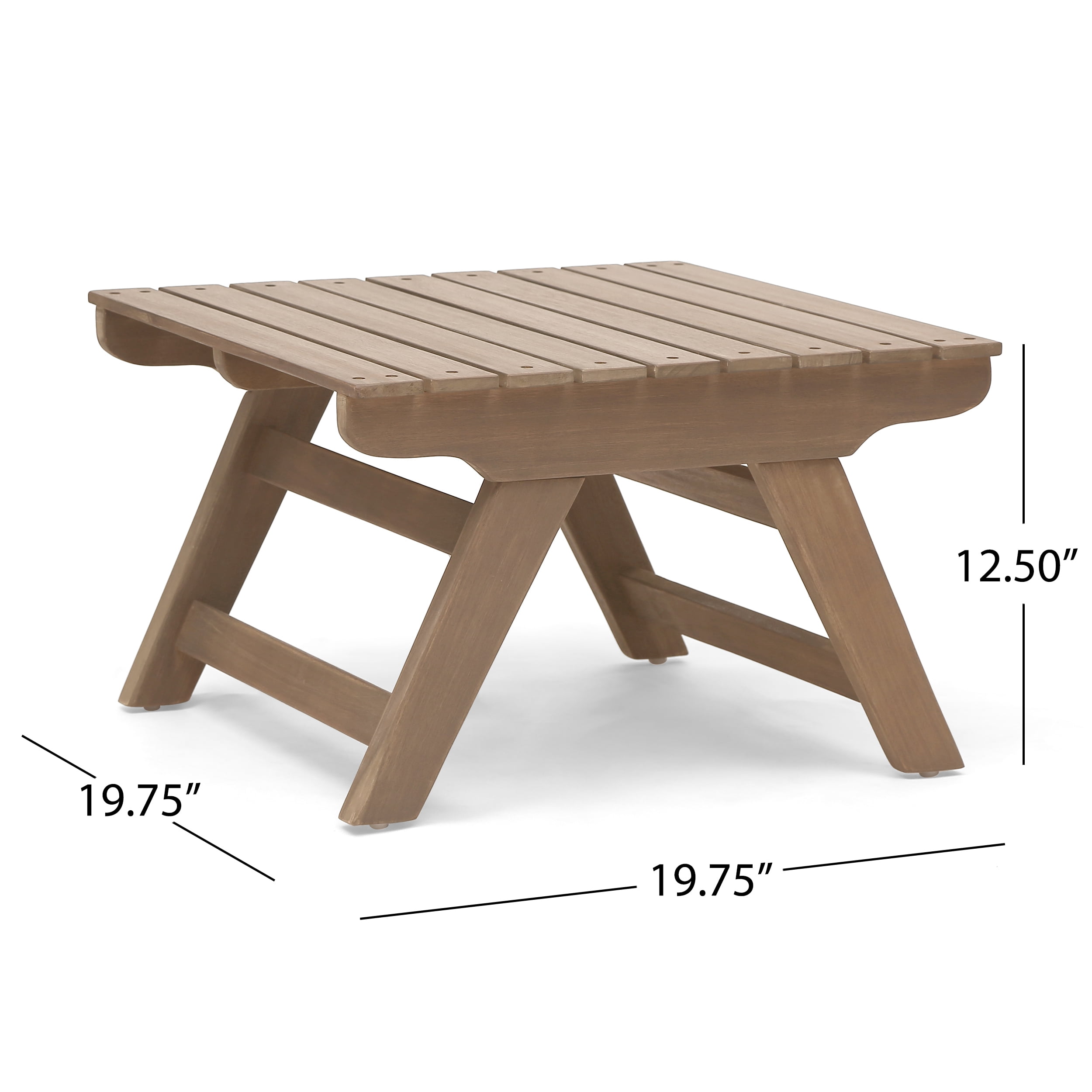 Outdoor Compact Side Table, Solid Acacia Wood Accent Table for Patio Garden, Dark Gray