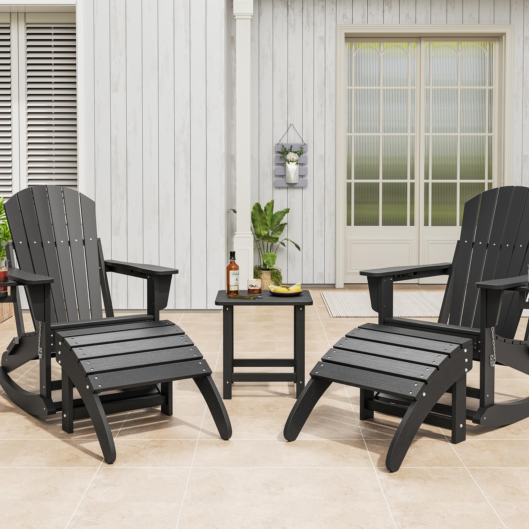 Weather Resistant Outdoor Footstool,HDPE Adirondack Ottoman Footrest for Adirondack Chairs, Porch