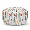 thumbnail image 1 of Feather Pouf Cover with Zipper, Bohemian Bird Plumage Motif in Pastel Tones Hippie Artist Style Design, Soft Decorative Fabric Unstuffed Case, 30" W X 17.3" L, Multicolor, by Ambesonne, 1 of 5
