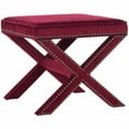 thumbnail image 2 of SAFAVIEH Palmer Transitional Cross Leg Upholstered Ottoman, Red Velvet, 2 of 2