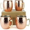 thumbnail image 1 of Tazas Moscow Mule - Juego de 4 - Tazas sólidas 100% artesanales, tazas de cobre de 500 ml, baño de cobre puro y asas de latón dorado. 9,4 cm de diámetro x 10 cm de alto., 1 of 7