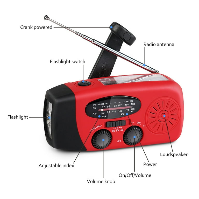 Dynamo Hand-Crank Flashlight With Emergency Radio and Power Bank