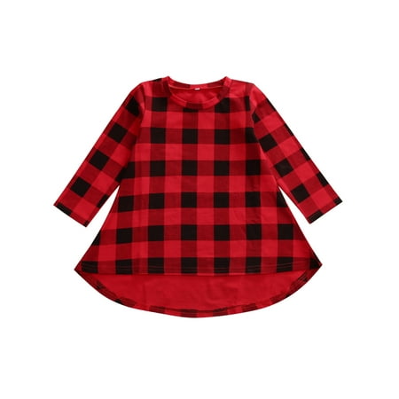 

VIKING GLORY Casual Baby Kids Girls Child Dress Checked Party Princess Formal Dresses 1-6Y