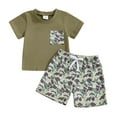 thumbnail image 1 of LUOGENLI Toddler Baby Boy Summer Clothes Retro Embroidery Shirts T Shirt and Elastic Shorts Set Outfits for Boys 2025 under 20 Green 2-3 Years, 1 of 3
