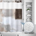 thumbnail image 4 of No Hook Shower Curtain with Built-in Rings - Abstract Brown White Checkered Washable Waterproof Fabric Bathroom Curtains for Hotel,Rentals, Stall 48 X 72 Inch , Modern Watercolor Art, 4 of 9