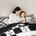 thumbnail image 5 of Manfei Merry Christmas King Size Comforter Sets,Xmas Tree Bedding Comforter Set,White Black Grid Bedding Set For Girls,Microfiber Bedroom Decor Reversible,3pcs, 5 of 8