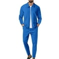 thumbnail image 1 of FOCUSNORM Men’s 2 Piece Tracksuit Set Long Sleeve Zip Up Waffle Jacket + Pants Set Loungewear Sweatsuit, 1 of 2