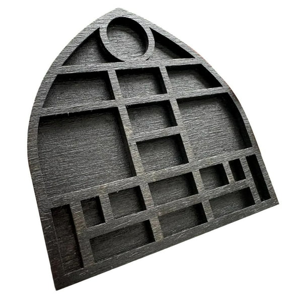 Estante de madera en miniatura para objetos de colección, organizador con múltiples compartimentos para joyas Negro