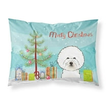 Carolines Treasures BB1589PILLOWCASE Christmas Tree and Bichon Frise Fabric Standard Pillowcase Standard multicolor