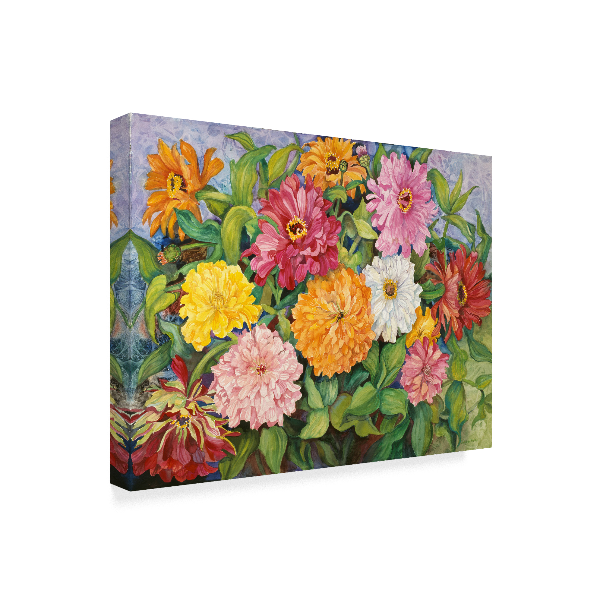 Trademark Fine Art 'Zinnias In A Pebbly Sky' Canvas Art by Joanne Porter