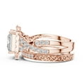 thumbnail image 5 of 2ct Square Moissanite Wedding Ring Set - Vintage Inspired Halo – Twisted Band with Pave Accents in 18K Rose Gold over Silver, 5 of 8