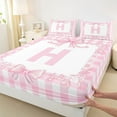 thumbnail image 3 of jejeloiu Cartoon Bow Knot Full Size Sheets,Letter H Print Bed Sheets For Girls Women 4 Pieces, 3 of 7