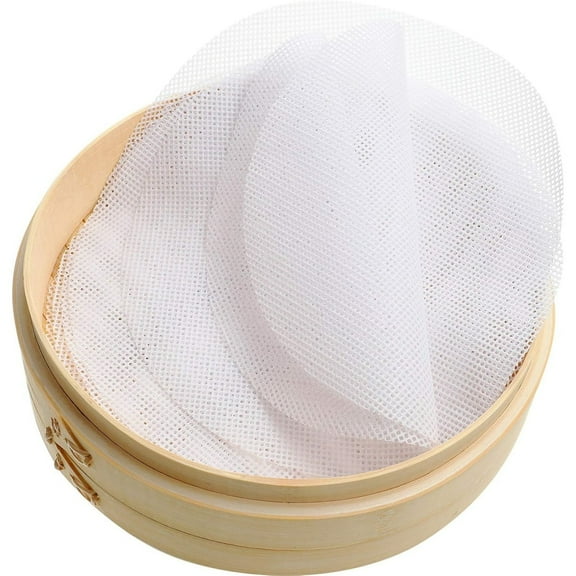 Non Stick Silicone Steamer Mesh Mats,9.8x9.8In Bamboo Steamer Liner Pad for Dumplings,White Round Baking Pastry Mesh for Home,Kitchen,Cooking
