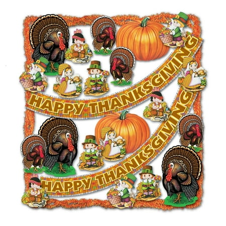 25 Piece Pilgrims Turkeys And Pumpkins Fire Resistant Happy