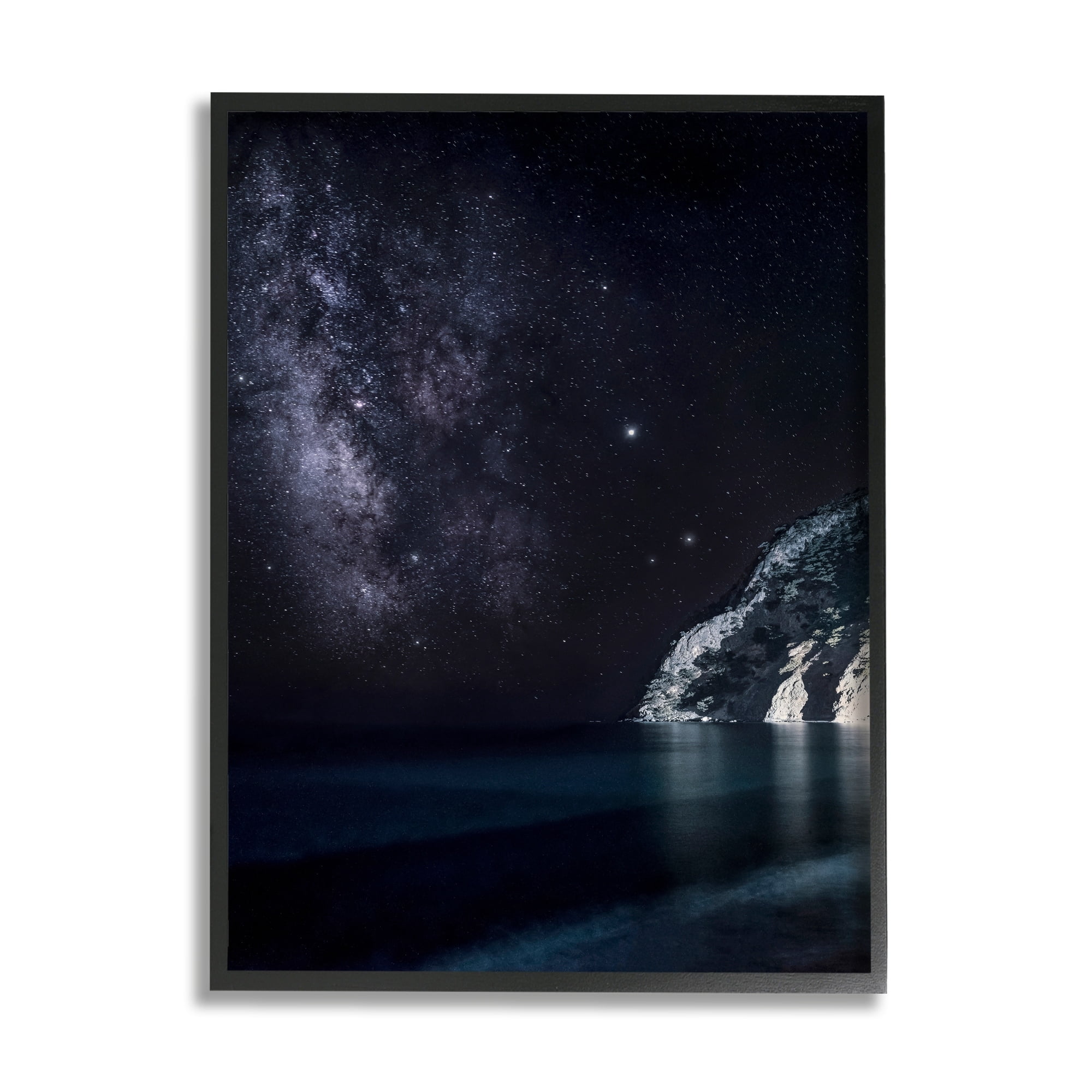 Stupell Industries Midnight Beach Coast Landscape Night Sky Galaxy Constellation, 24 x 30, Design by Dora Artemiadi