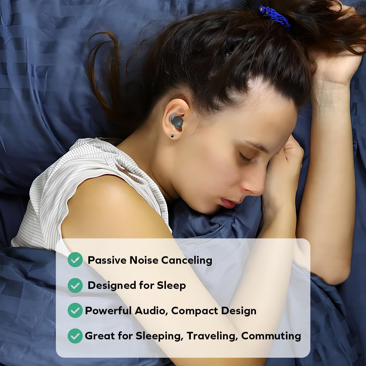 COBY Sleep Wireless Earbuds, Bluetooth 5.3 Noise Cancelling Earbuds with Charging Case, Black