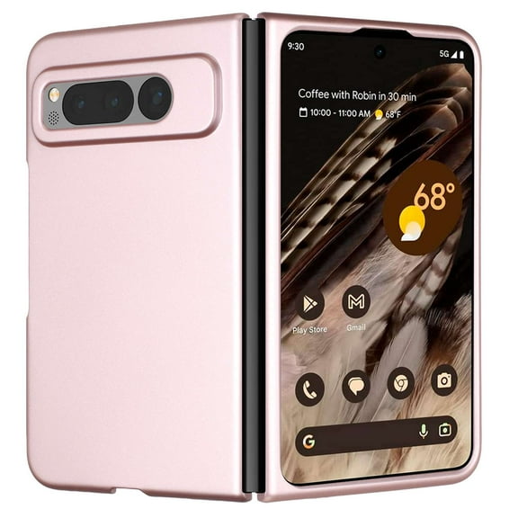 BEMZ Snap-On Series Phone Case for Google Pixel Fold - Impact Resistant Protection Slim Matte Finish Cover with LED Keychain Flashlight - Rose Gold