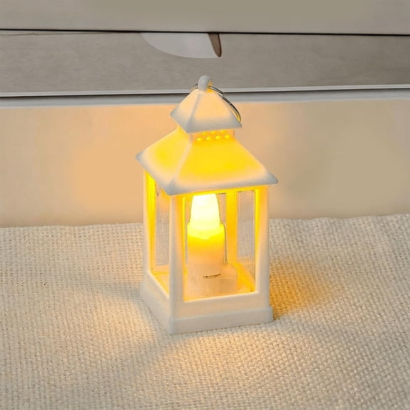 Halloween Table Decor,Lanterns Decorative Indoor,Mini Lanterns with LED Candle for Wedding Centerpiece Vintage Decorative Hanging Small Lantern Battery Powered for Halloween Wedding(White 2.6IN)