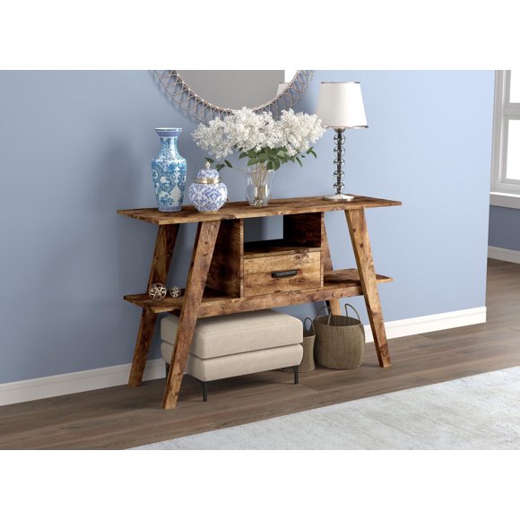 Safdie & Co. Console Table 47L Brown Reclaimed Wood 1 Drawer 1 Shelf