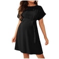 thumbnail image 3 of Sentmoon Robe de Maternité pour Séance Photo Col Rond Couleur Unie Robes pour Femmes Été Manches Courtes Coupe Régulière Articles Tendance de Plage Robe Maxi pour Femmes pour Usage Quotidien Décontracté m, 3 of 7