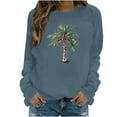 thumbnail image 2 of Ounisa Christmas Palm Tree Sweatshirt for Women Funny Hawaiian Beach Tropical Xmas Pullover Long Sleeve Christmas Shirt Top, 2 of 4