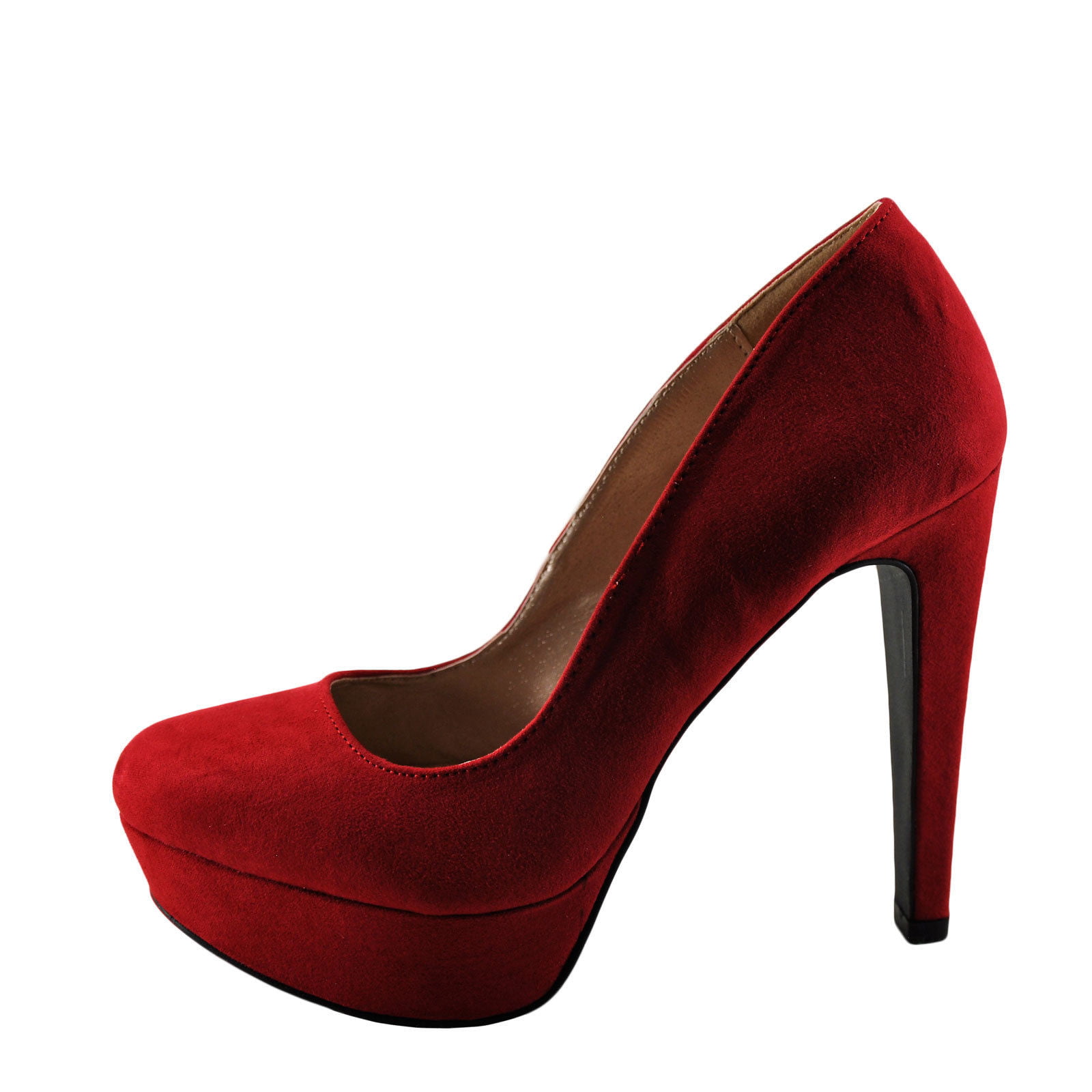 Womens Shoes Qupid Pitri 01 Closed Toe Faux Suede Pump Red *New*