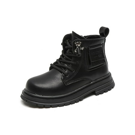 

Zodanni Girls British Style Ankle Boots Walking Comfort Side Zipper Fashion Boot Warm Lace Up Winter Shoes Black 10C