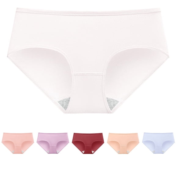 ibuvkizy Ladies Basic Underpants Mid Waist ,Solid Color Minimalist Brief Panties,Breathable Skin Friendly Comfort Everyday Women Underwear,L
