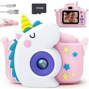 JOYFY 1080P HD Kids Camera with Cute Silicone Case, Christmas Birthday Gifts for Girls 3-10 Year Old, Selfie Video Camera with 32GB SD Card (Unicorn)