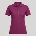 thumbnail image 2 of CUSTG Female T-Shirts Solid Color Short Sleeve Polo Shirt Collared 4 Button Placket Casual Golf Knit And Modern Fashion Versatile Shirts, 2 of 4