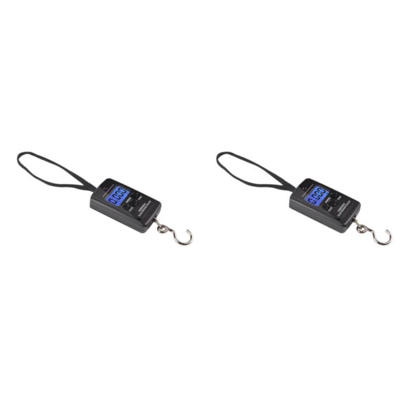 Kenally Báscula colgante portátil de 40Kg, retroiluminación, pesca electrónica, bolsillo de viaje, equipaje, , herramienta de pesaje para Blanco negro 2piezas
