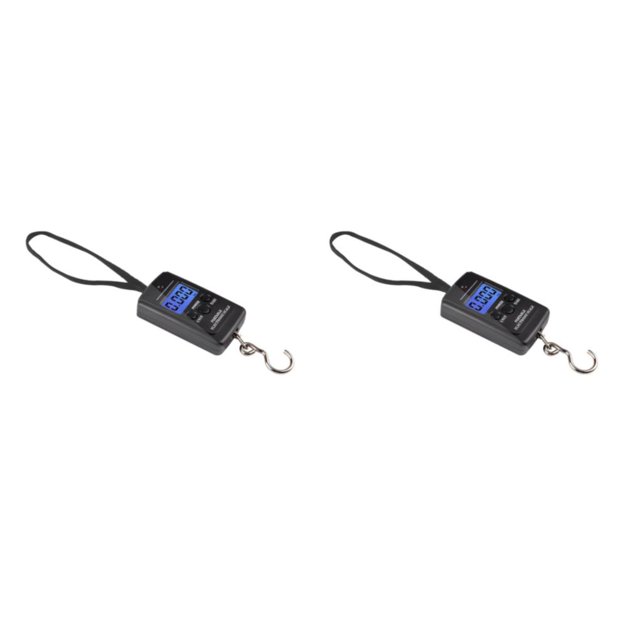 Scienceny Báscula colgante de 40Kg, báscula con retroiluminación LCD con gancho, equipaje de viaje, herramienta de pesaje Steelyard, tienda de Blanco negro 2piezas