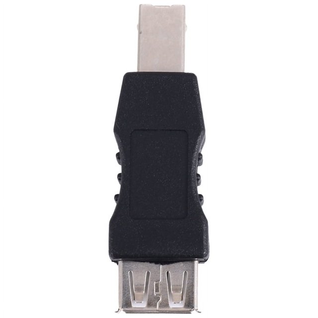 USB printer adapter type A female - type B male black silver tone,1 x USB Adapter,Black
