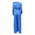 thumbnail image 5 of Women's Trousers Suit Women'S Formal V Neck Satin Elegant Two Piece Suits,Blue Women's Trousers Suit 2XL, 5 of 7
