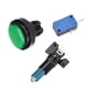 thumbnail image 3 of Botón de empuje para juegos de 46mm redondo, interruptor iluminado LED de 12V con microswitch para arcade, verde, 5 piezas, 3 of 5