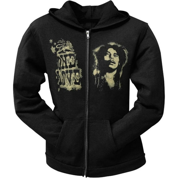 Bob Marley - One Love Black Juniors Zip Hoodie - Small