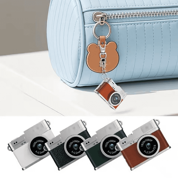 Drmagihm Retro Mini Keychain Camera with Memory Card, 1080P HD Thumb Size Video Recorder, Wearable Pocket Camcorder Gift for Students