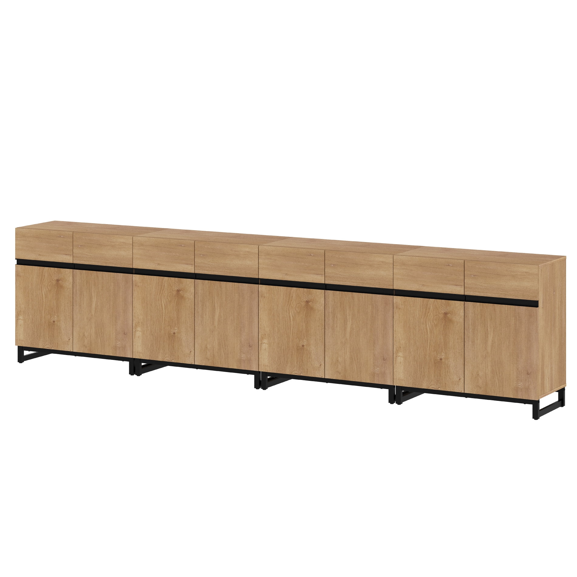 WAMPAT 126" TV Stand with Doors,Modern TV Stand for TVs up to 120 Inch,4 Packs Wood Entertainment Center with Adjustable Shelves & Metal Base.