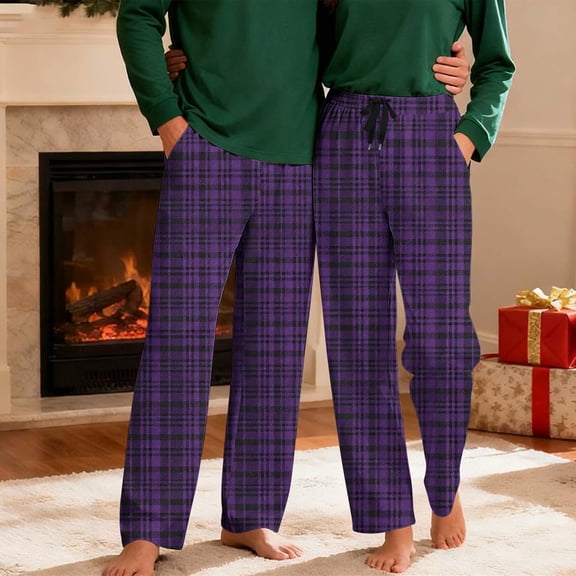 qolati Plaid Pajama Pants Men Soft Mens Pajama Bottoms Sleepwear Unisex Women Drawstring Sleep Lounge Pjs Pants with PocketsMulticolorXXL