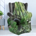 thumbnail image 4 of Peace Garden Soft Flannel Fleece Throw Blanket, Green Landscape in South China Palm Trees and Bushes Growth Nature, Cozy Plush for Indoor and Outdoor Use, 50" x 60", Green Grey Brown, by Ambesonne, 4 of 5
