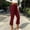 Wine, variant on Olyvenn Women's Solid Cropped Micro Flare Pants, Fold Over Elastic Waist Capri Trousers, Stretch Slim Fit Casual Summer Wear White S