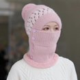 thumbnail image 2 of SZTXJ Women's Hollow Knitting Plush Woolen One-Piece Hat One-Piece Hat, 2 of 4
