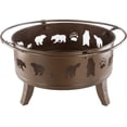 thumbnail image 4 of Pure Garden 50-LG1202 32 in. Outdoor Deep Fire Pit Steel Bowl with Bear Cutouts, Antique Gold, 4 of 8