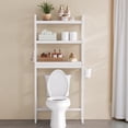 thumbnail image 2 of LEDREM Over The Toilet Storage Shelf, 3-Tier Bathroom Organizer Adjustable Saver Space Rack with Toilet Paper Holder,Cloud White, 2 of 6