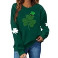 thumbnail image 1 of Besolor Chandail en Molleton pour Femmes St Patricks Day Trèfle Imprimé Manches Longues Pull Décontracté Col Rond Graphique, 1 of 5