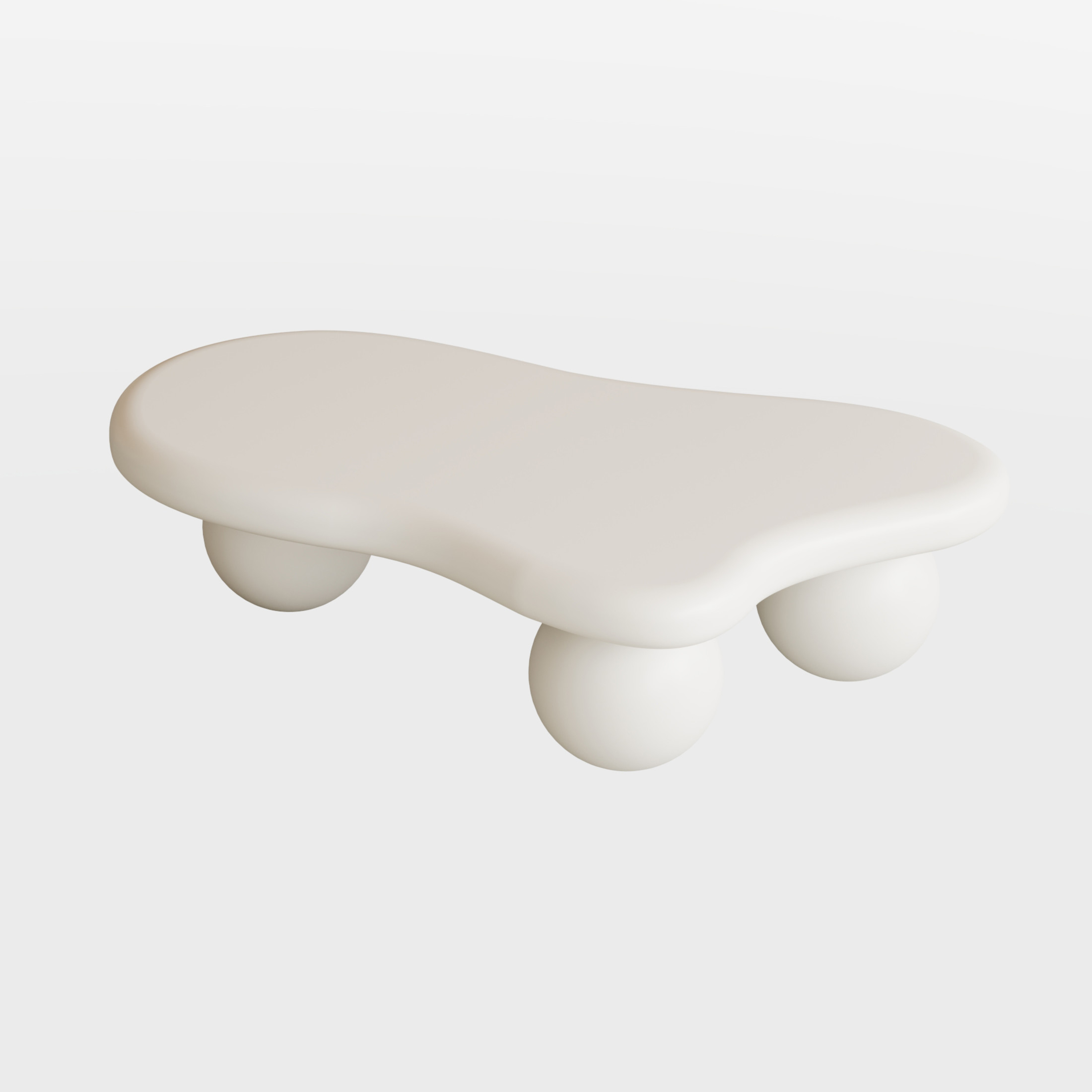 Noble House 40" Cloud Shaped Coffee Table with Ball Legs, Modern Aesthetic Accent Table for Living Room, White