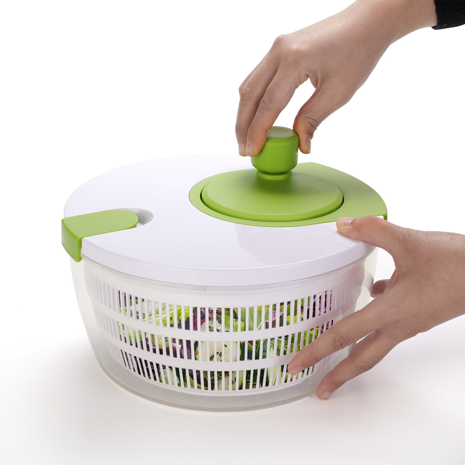 Mainstays 4qt Salad Spinner Vegetable Dryer, Green Glaze, Height 6.54in, Weight 1.55lb, BPA free