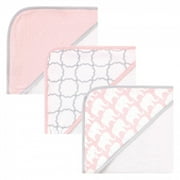Hudson Baby Infant Girl Rayon from Bamboo Rich Hooded Towels, Pink Elephant, One Size